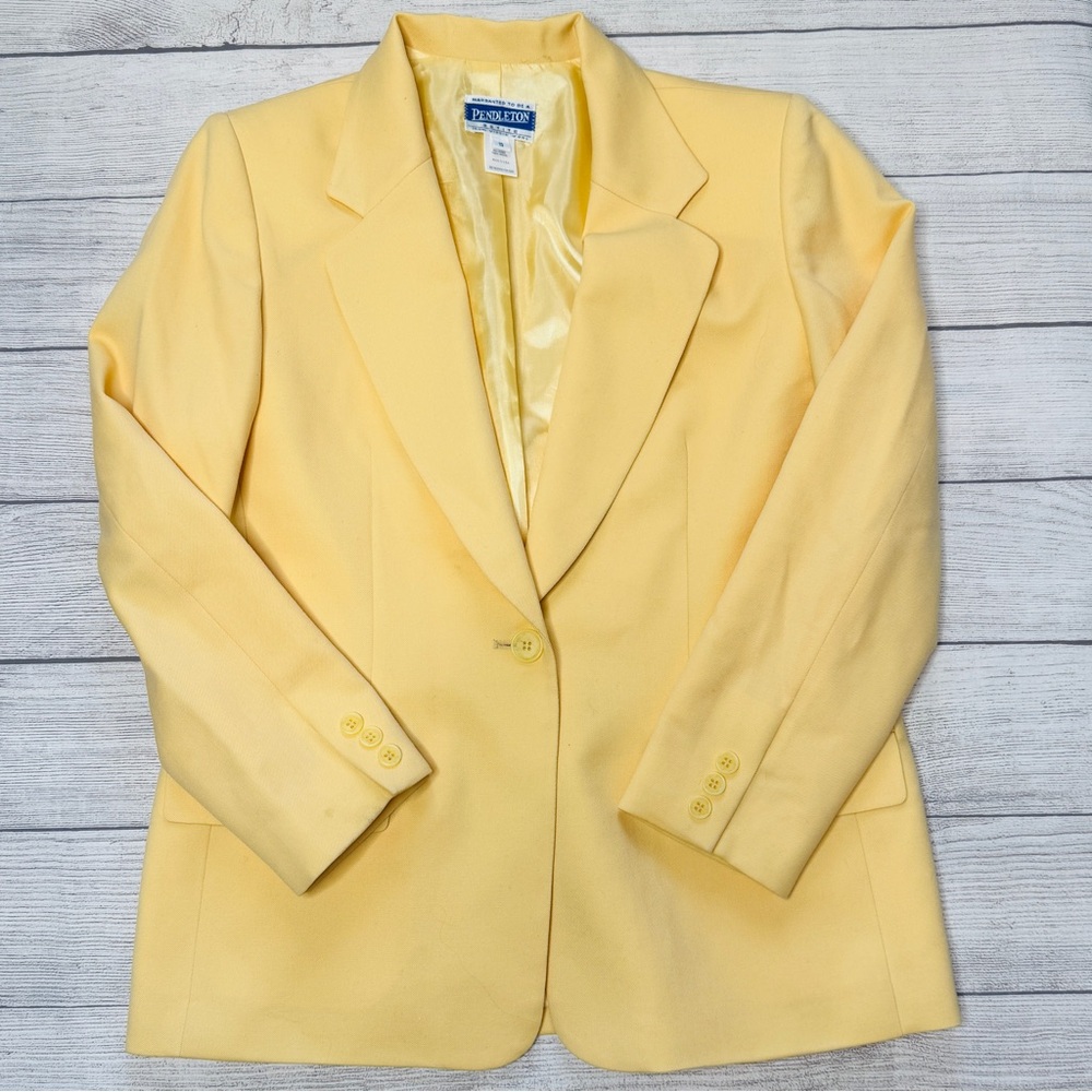 Pendleton Vintage Yellow Wool Blazer Jacket  Sinfle‎ Button Size 10 Petite